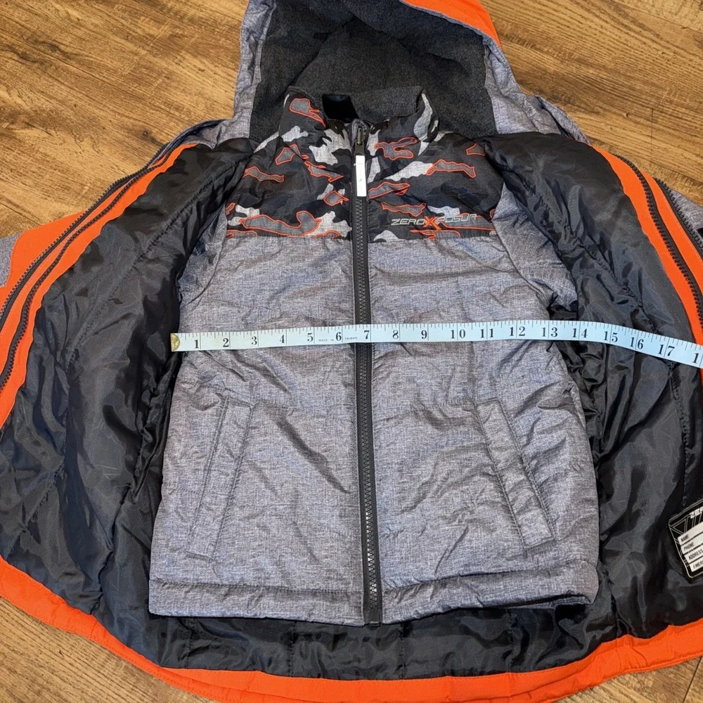 ZeroXposur Toddler 2 In 1 Puffer Hooded Winter Jackets Orange Gray Size XS 4/5